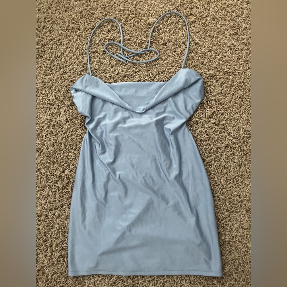 Light Blue Silk Slip Dress
